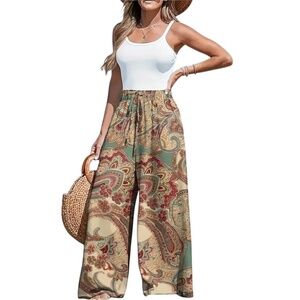 Floral Print Wide Leg Pants